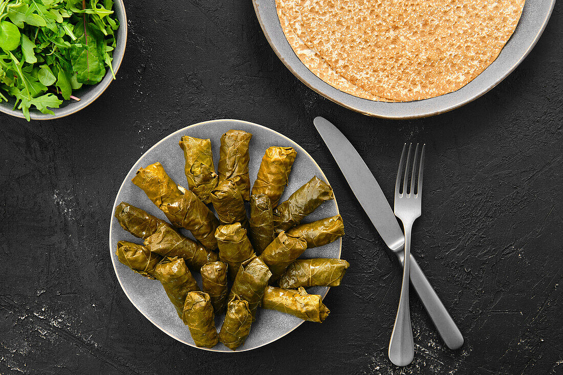 Dolma, vine leaves filled with meat and rice