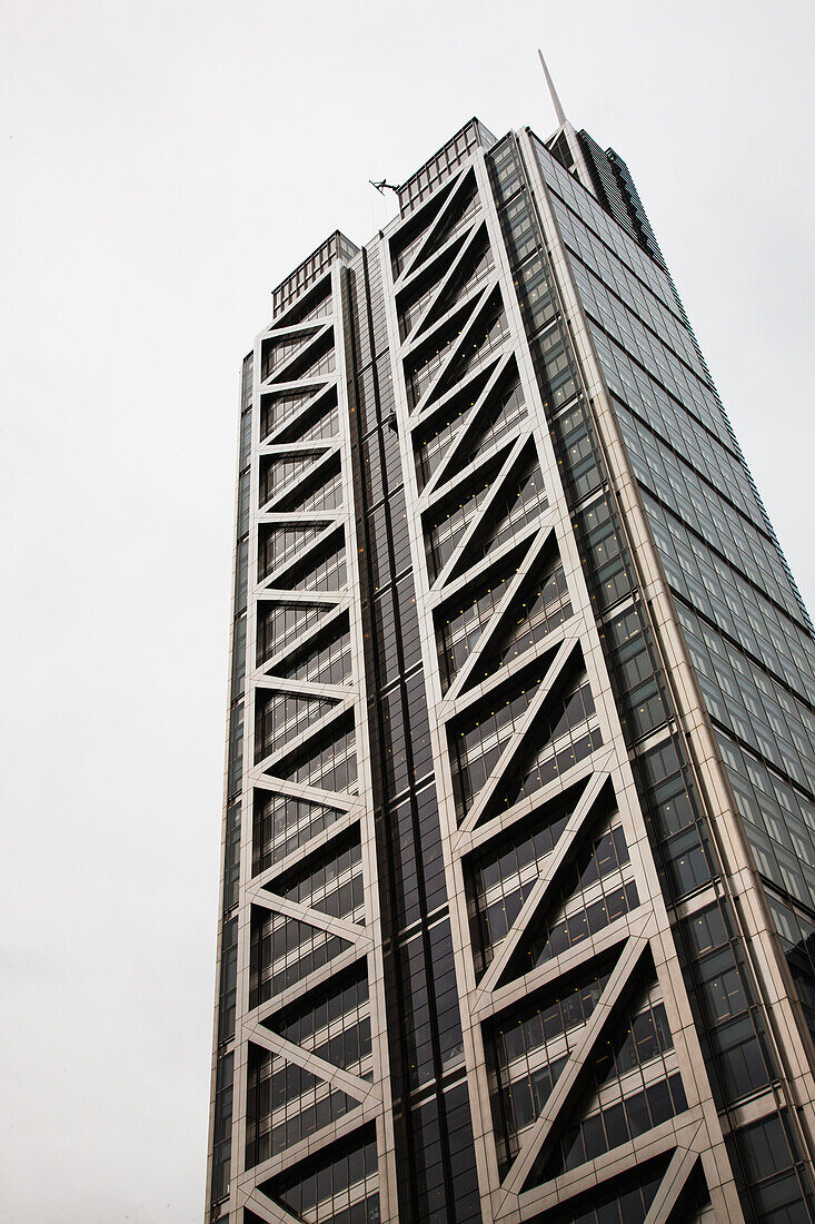 Low angle view of Salesforce Tower, 110 Bishopsgate, also know as Heron Tower, London, England, UK