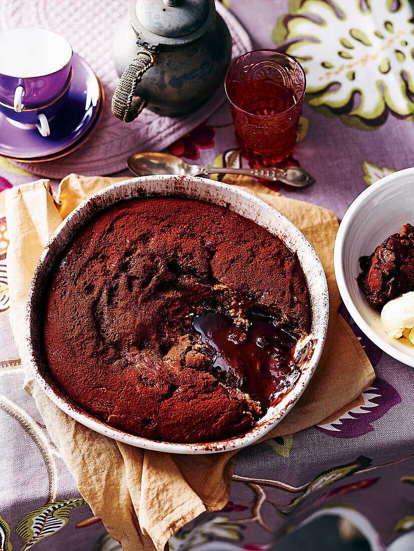 Molten pudding with chocolate and chestnuts