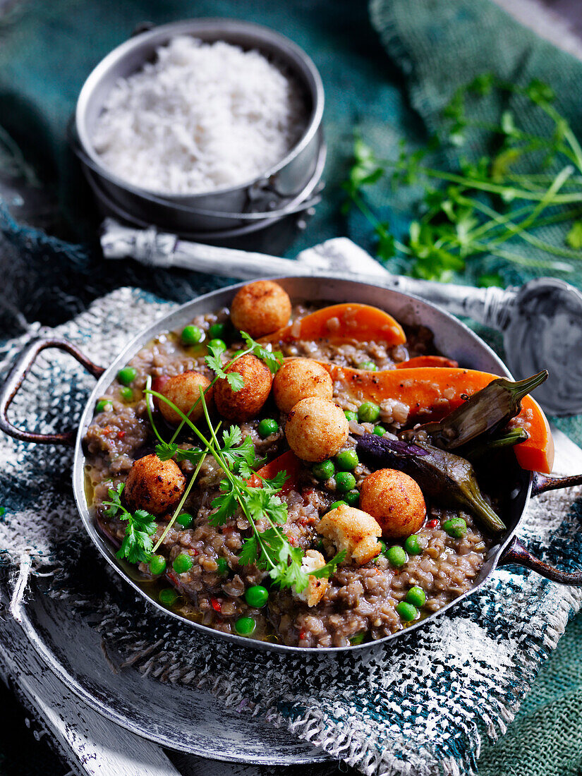 Veggie Dhal with cheese balls