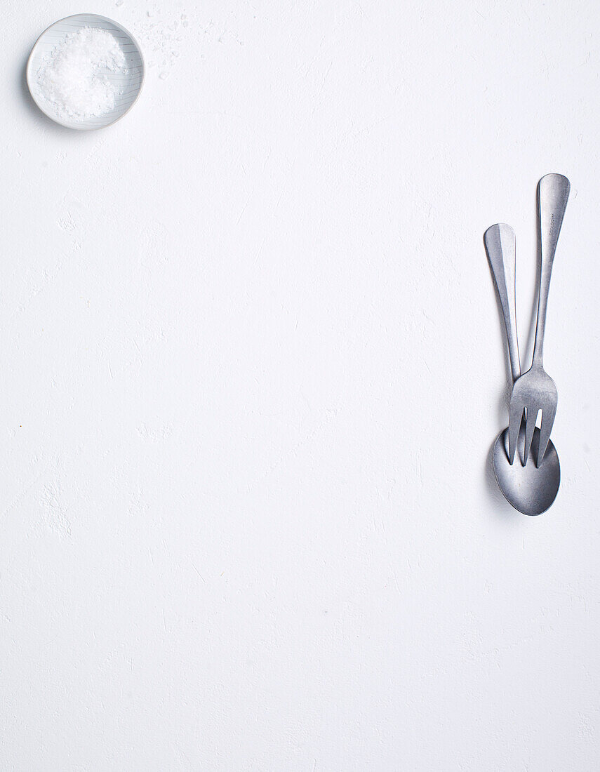 Salt, spoon and fork
