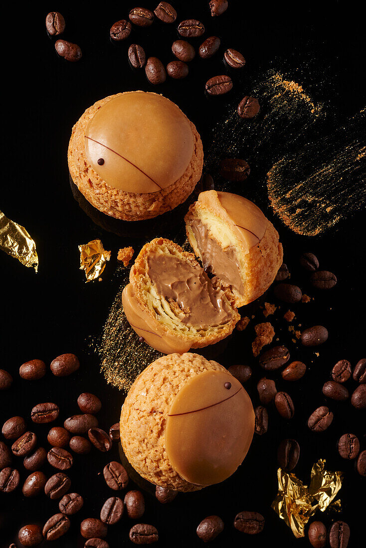 Choux pastry with coffee cream