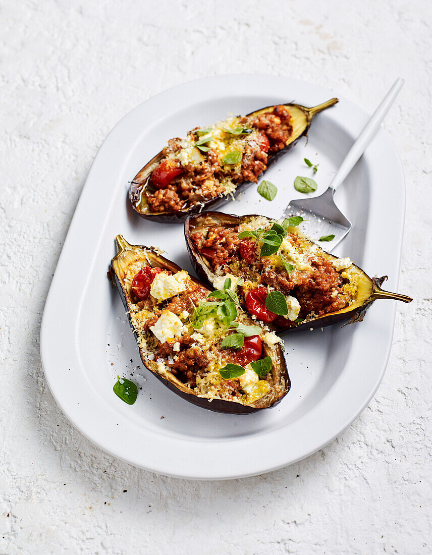 Stuffed eggplant with lentils