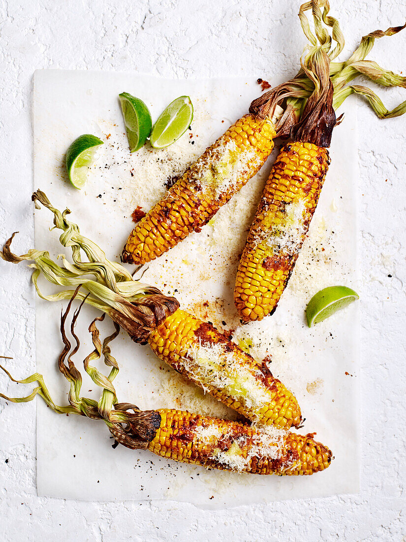 Grilled corn with smoky parmesan crust