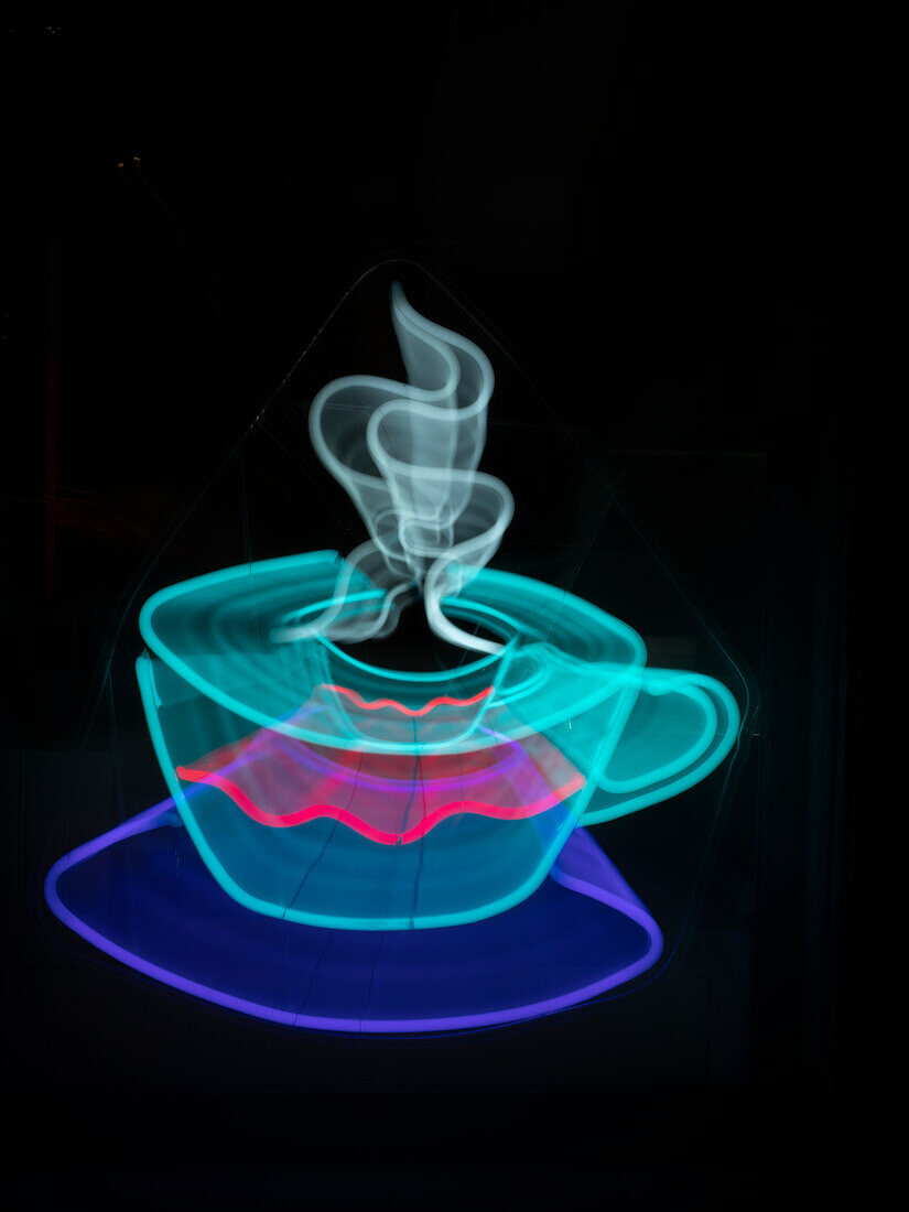 Neon-Kaffeetassen-Schild