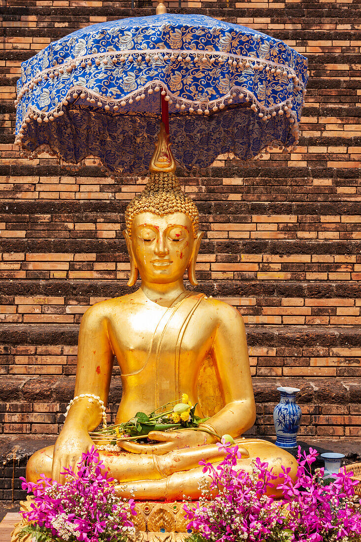 Chiang Mai, Thailand. Wat Chedi Luang. Buddha statue.