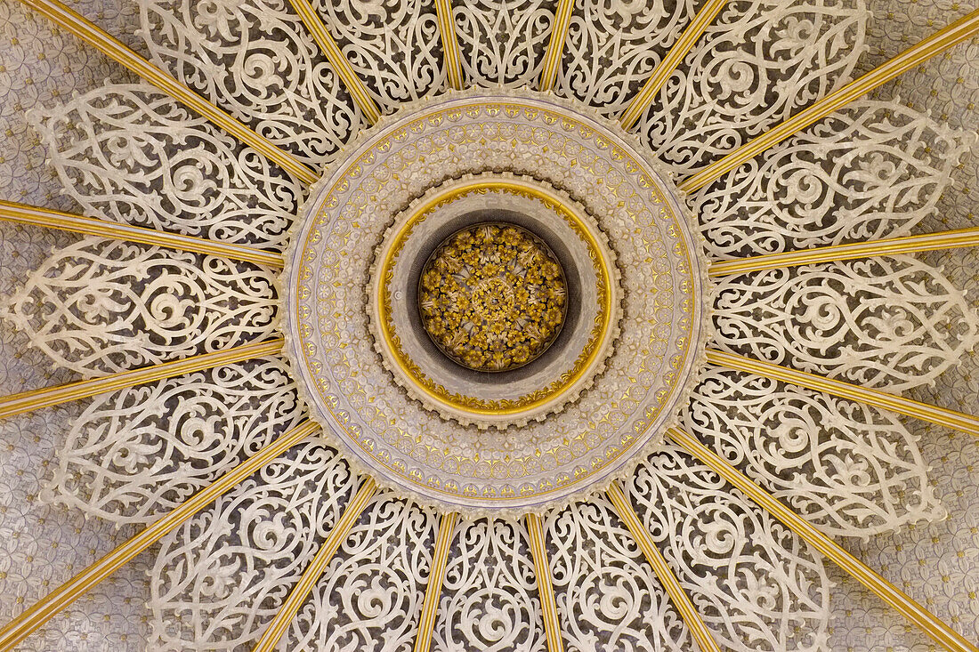 Sintra, Portugal. Monserrate Palace interior. Ceiling detail