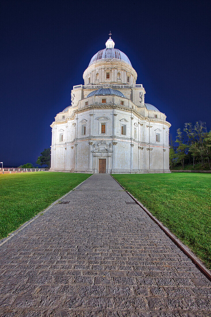 Italy, Todi. Light on the Temple of Santa Maria della Consolazione.