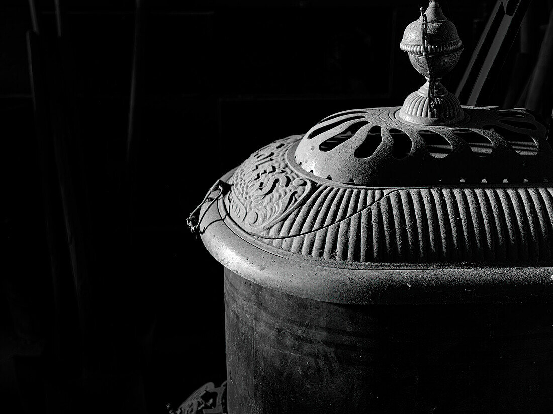 Wood burning stove once heated a general store in a ghost town in California, USA.