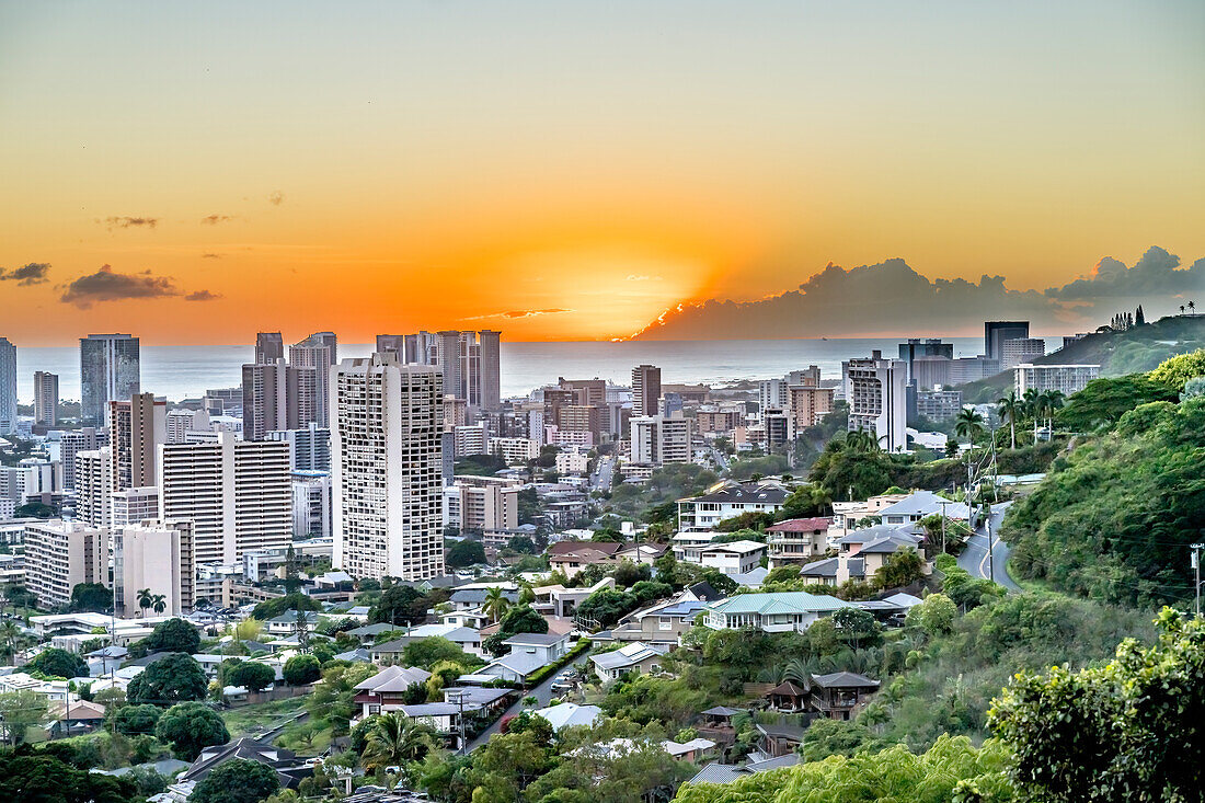 Sunset, Honolulu, Hawaii.