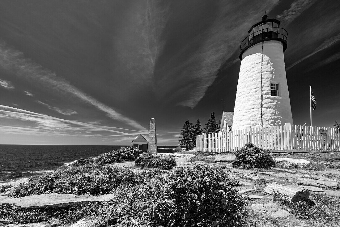 Leuchtturm am Pemaquid Point in der Nähe von Bristol, Maine, USA