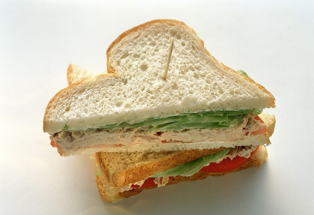 Tuna Sandwich Cut in Half; Toothpick