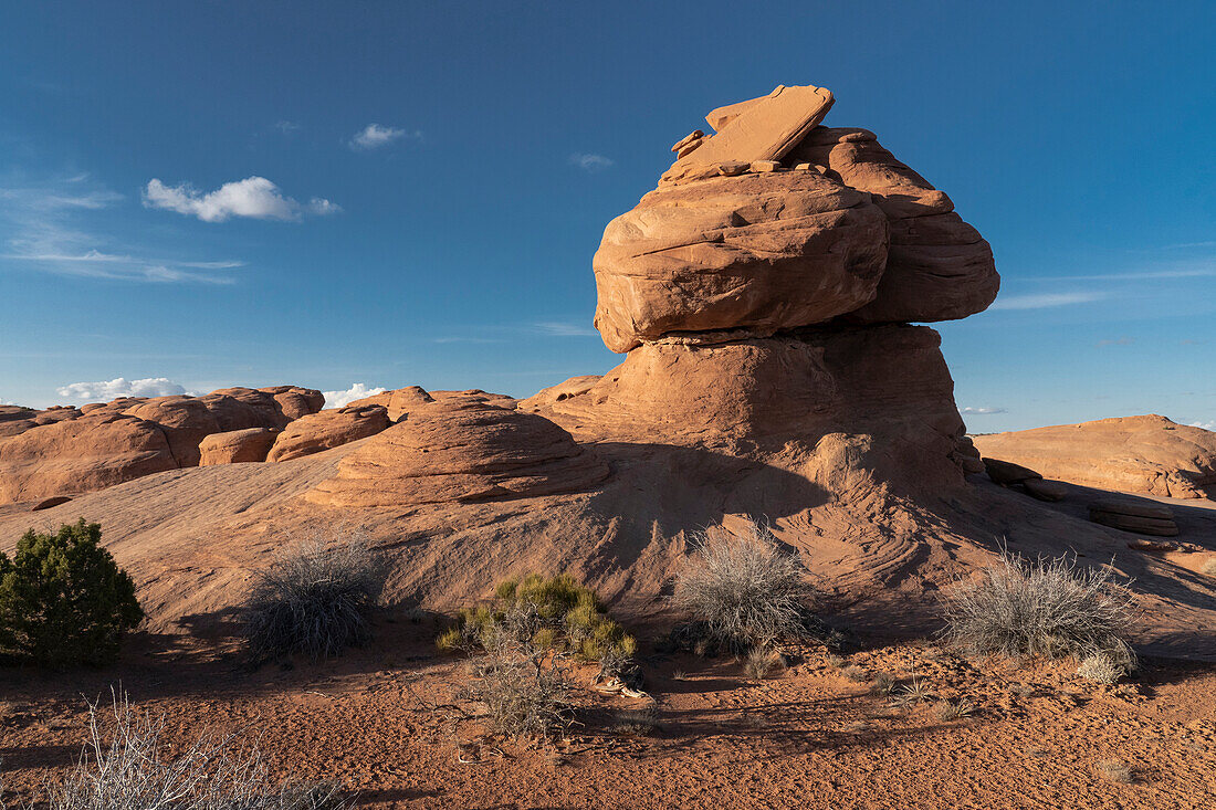 USA, Utah. Sandstone geological formations near Eye of the Whale Arch, Arches National Park.