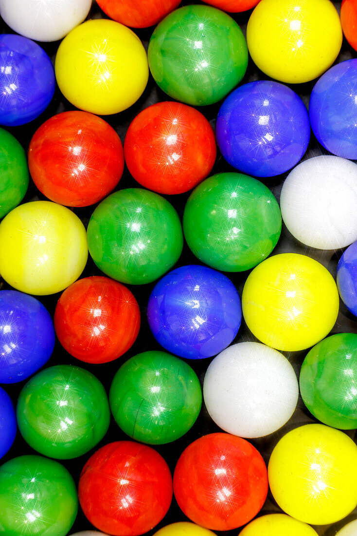 USA, Washington State, Seabeck. Close-up of colorful marbles.