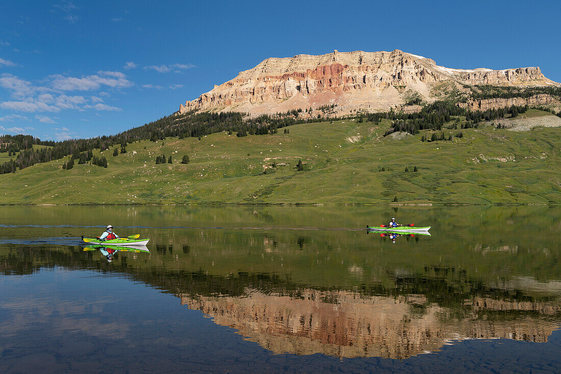 Two kayaks on Beartooth Lake Shoshone National Forest, Wyoming