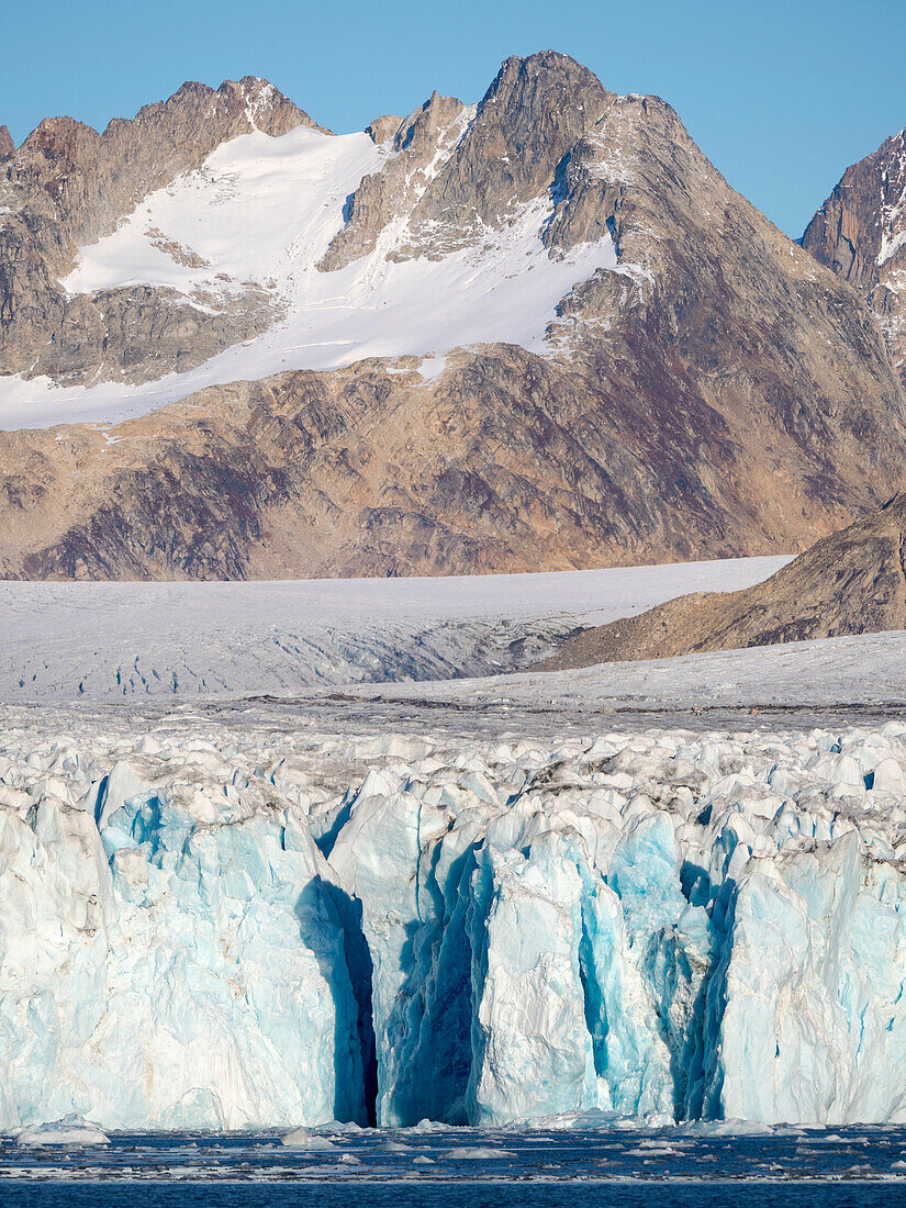 Knud Rasmussen Glacier (also called Apuseeq Glacier) in Sermiligaaq Fjord, Ammassalik, Danish Territory.