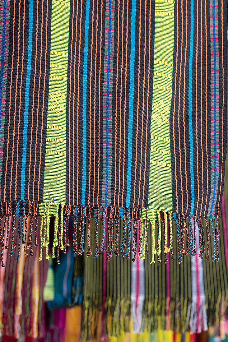 Southeast Asia, East Timor, aka Timor Leste, capital city of Dili. Fabric Market, aka Tais Market. Traditional Timorese textiles.