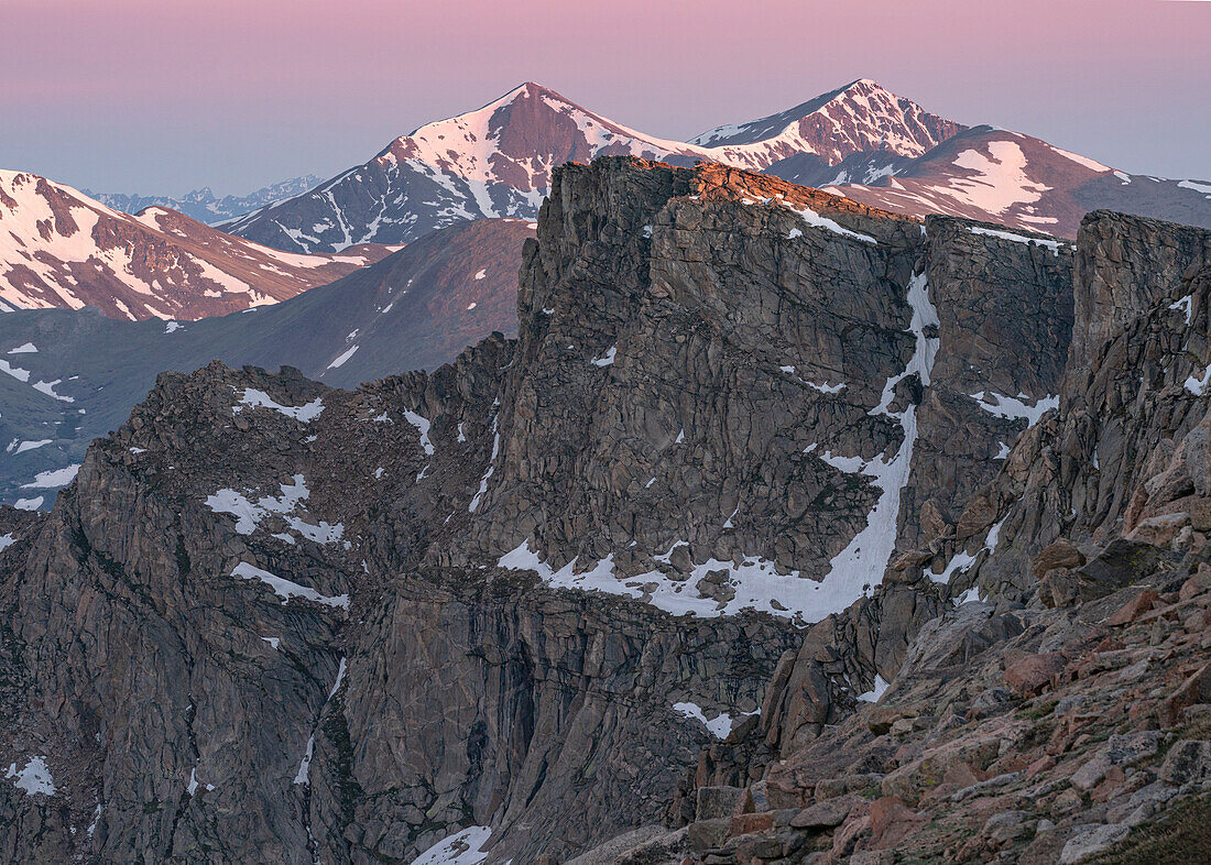 View from Mount Evans of Mount Bierstadt and The Sawtooth, Colorado