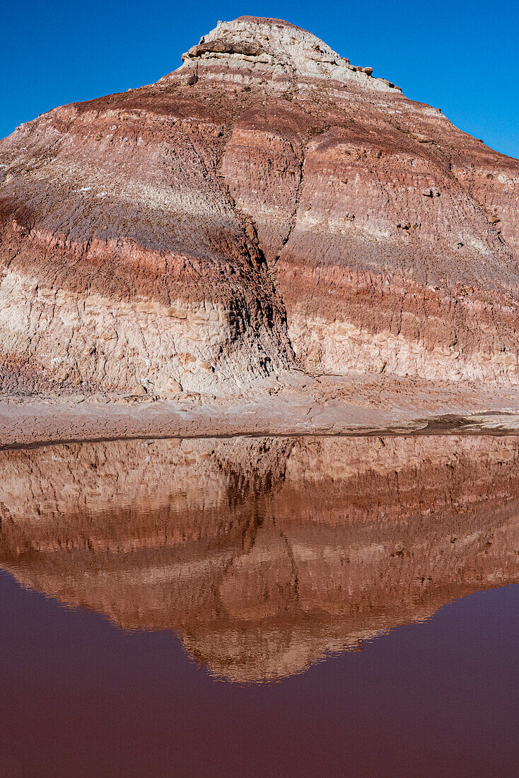 USA, Utah. Reflection, Bentonite Hills geological feature, Capitol Reef National Park