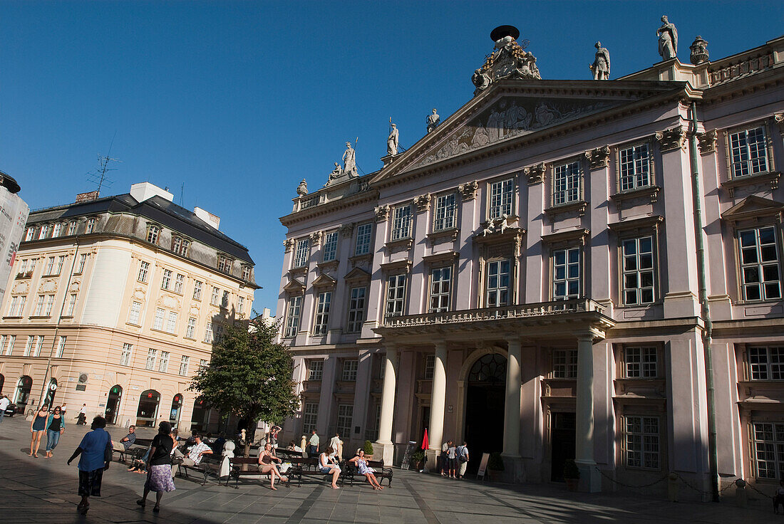 Slovakia, People on town square; Bratislava