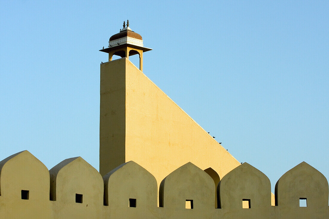 Jantar Mantar, an observatory begun by Jai Singh in 1728. Looks like bizarre sculptures near the City Palace inside the old walled town in Jaipur, capital of Rajasthan, India.March.ÃŠAsia.ÃŠ