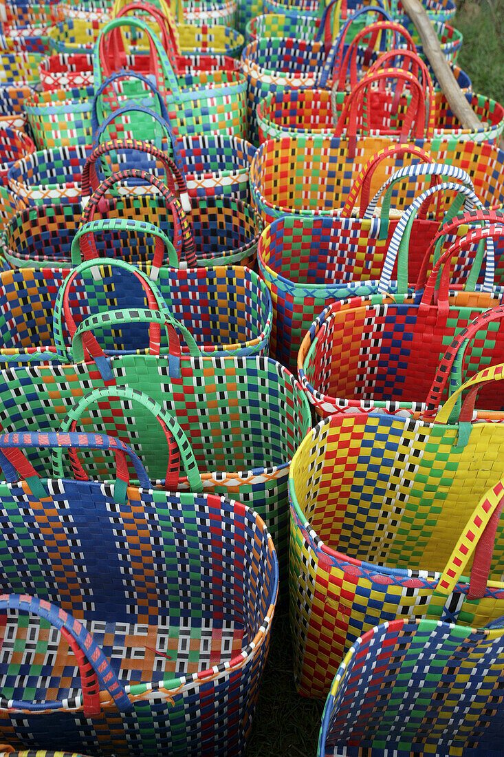 Burma, Colorful Bags in Ingle Lake Market; Ingle Lake