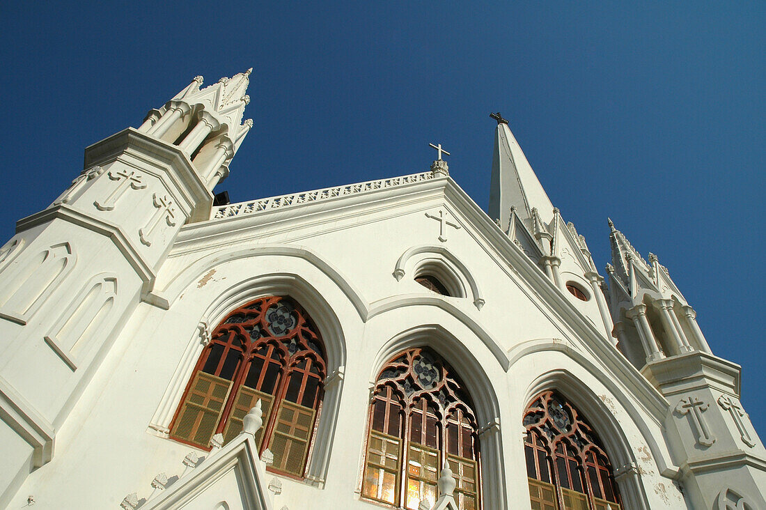 Low angle view of San Thome Cathedral, Chennai / Madras, Tamil Nadu, India, Chennai / Madras, Tamil Nadu, India.