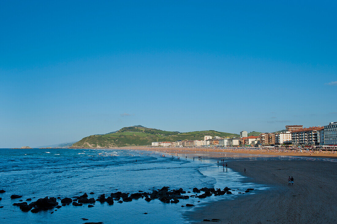 Sunbathing On The Beach, Zarautz, Basque Country, Spain