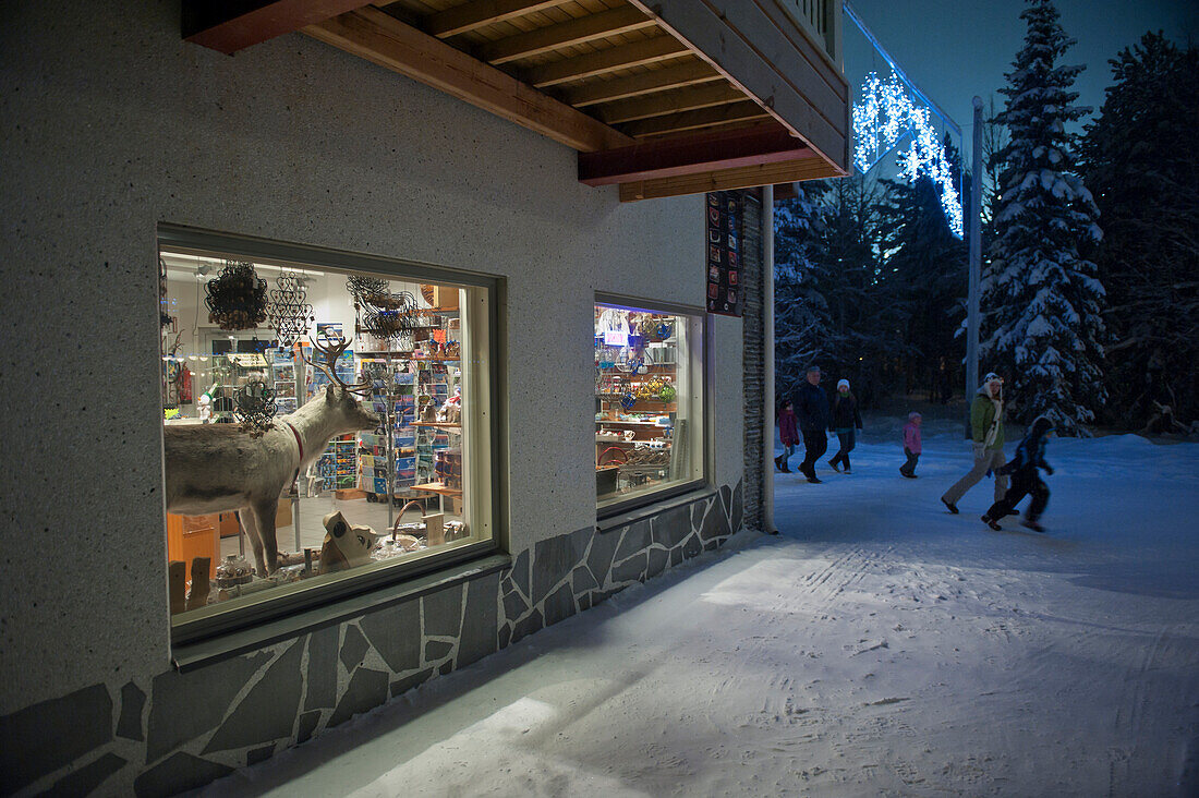 People Running By The Store, Levi, Lapland, Finland
