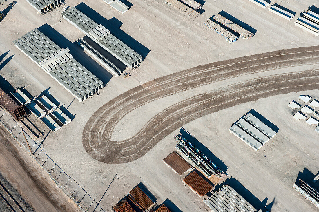 Industrial Yard Seen From A Hot Air Balloon In Albuquerque, New Mexico, Usa