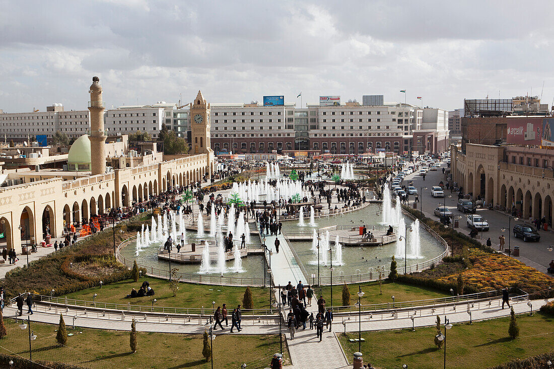 Parki Shar, oder Stadtpark von der Zitadelle aus gesehen, Erbil, Irakisch-Kurdistan, Irak