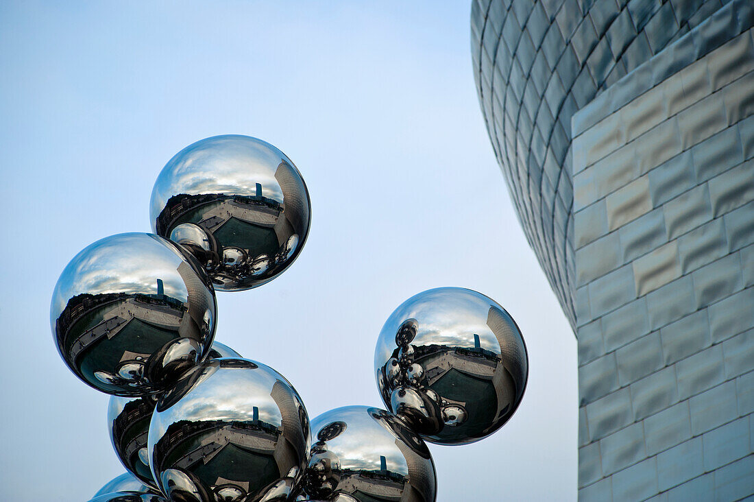 Tree Tall Sculpture In Front Of Guggenheim Museum, Bilbao, Basque Country, Spain