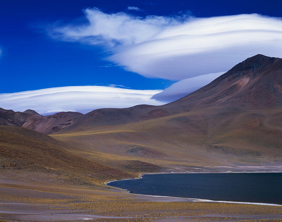 Chile, Atacama, Laguna Miscante, Landscape.