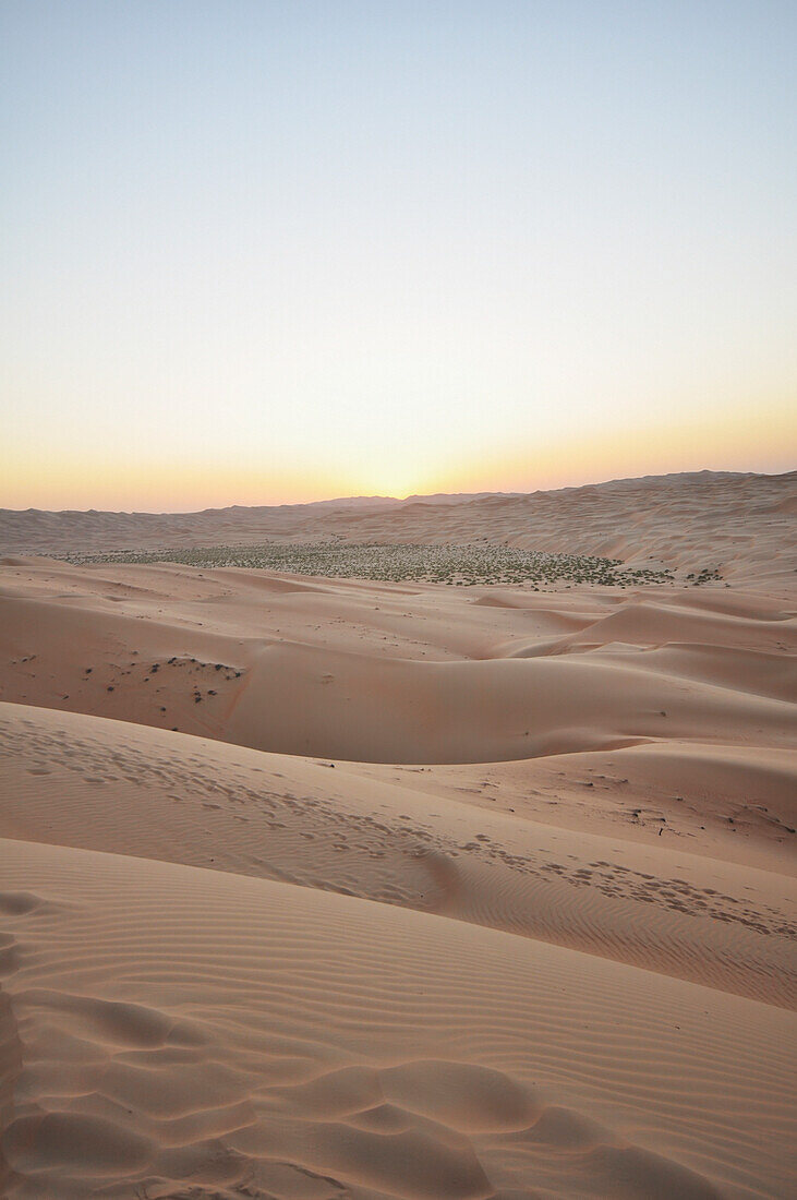 Vereinigte Arabische Emirate, Abu Dahbi, Leeres Viertel, Liwa-Wüstendüne Sonnenuntergang