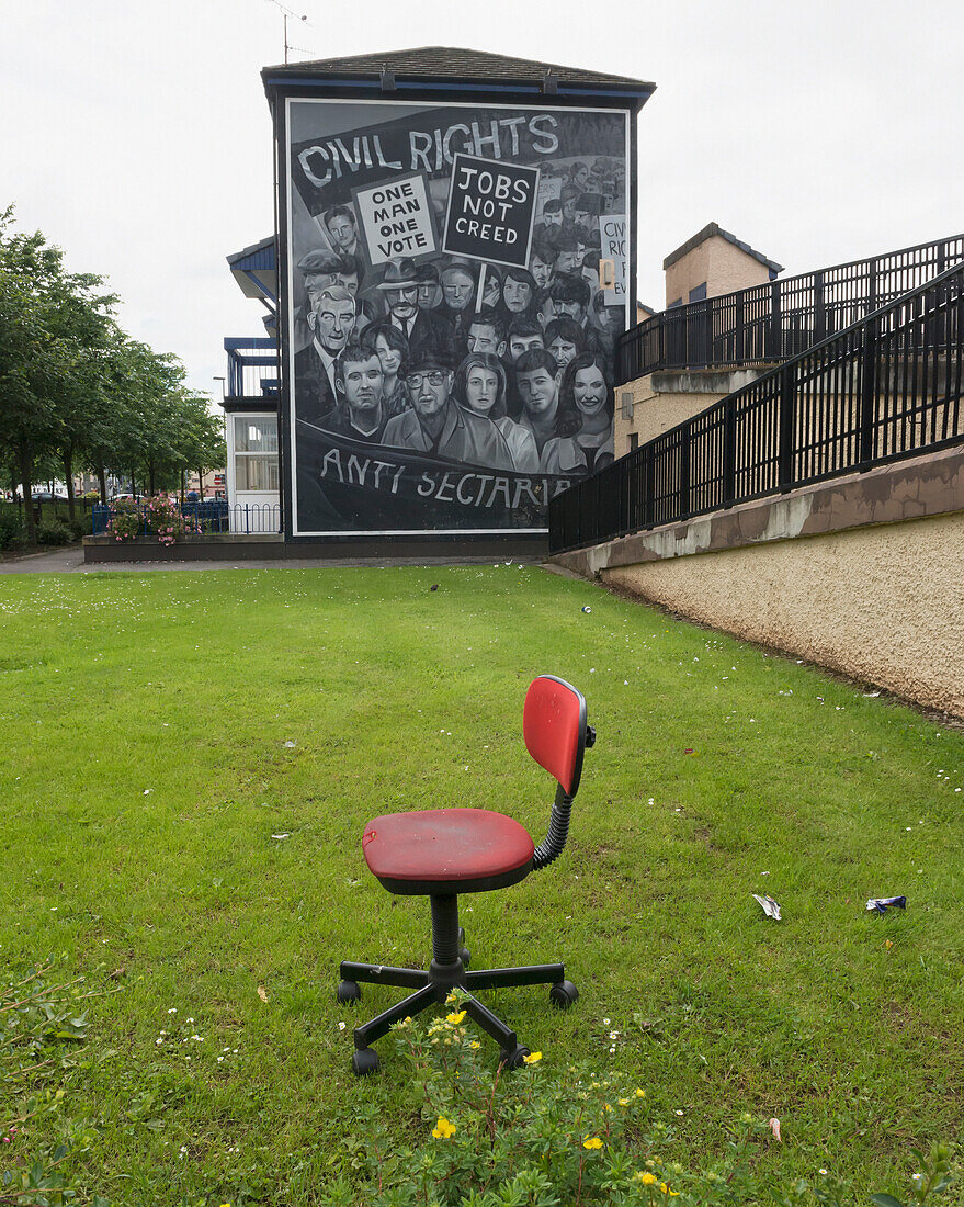 United Kingdom, Northern Ireland, County Londonderry, Civil Rights Mural in Bogside Area; Derry