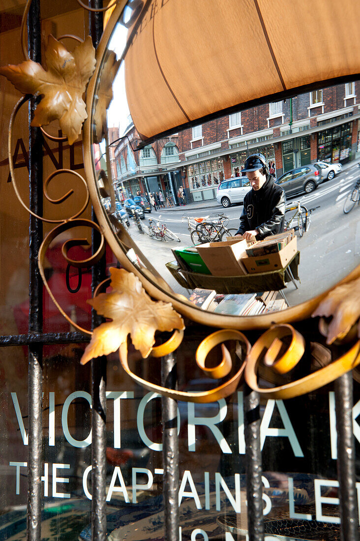 Reflections Of Spitalfields Market In An Antique Mirror, Spitalfields, East London, London, Uk