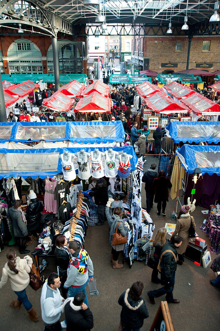 Stalls Inside Spitalfields Market In East London, London, Uk