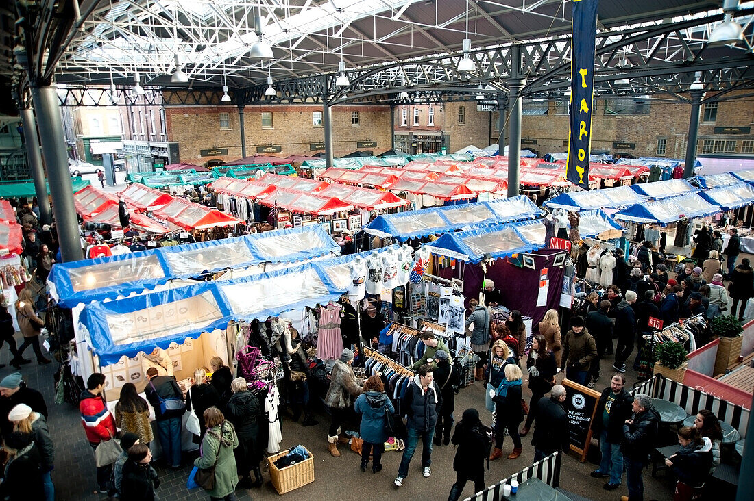 Stalls Inside Spitalfields Market In East London, London, Uk