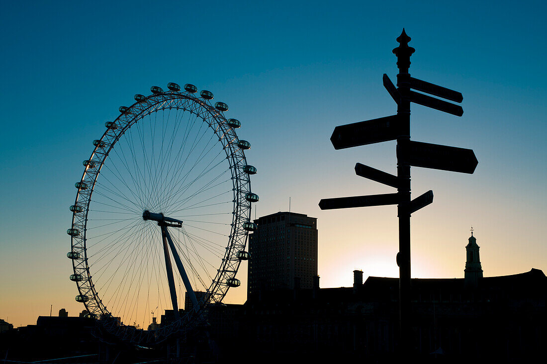 Big Wheel Also Known As The London Eye At Dusk, London, Uk