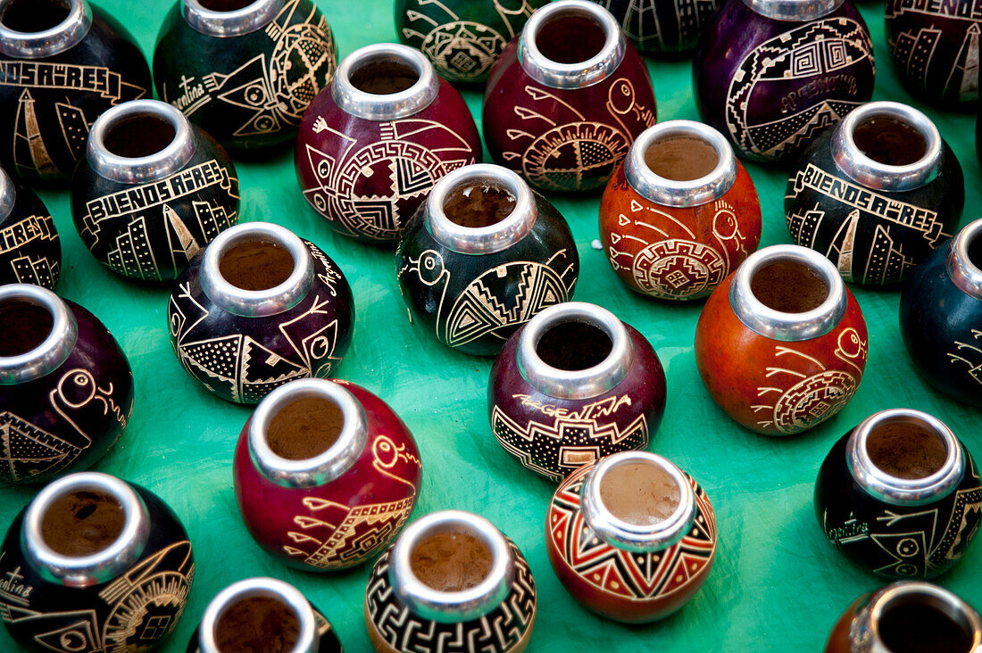 Decorated Calabash Gourd Used For Drinking Mate For Sale In Calle Florida, Buenos Aires, Argentina