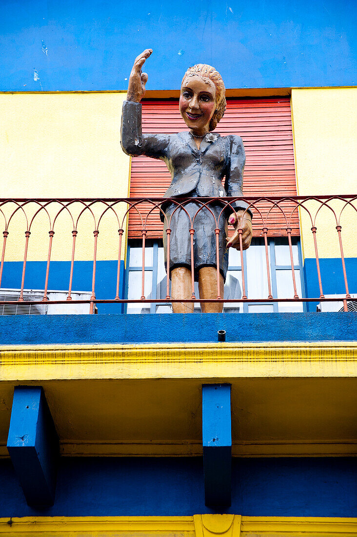 Figure Of Evita On A Balcony In Caminito, La Boca, Buenos Aires, Argentina