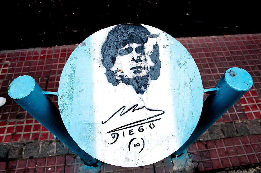 Maradona's Stencil, San Telmo, Buenos Aires, Argentina