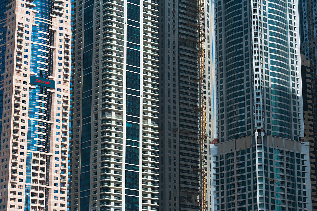 Dubai Marina, Dubai, Uae.Tall Residential And Office Blocks In Dubai Marina