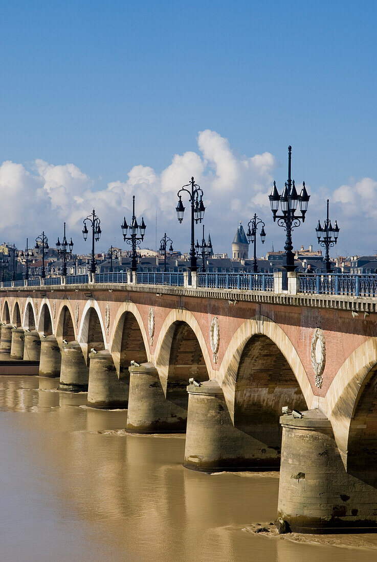 Europe, France, Bordeaux, Riverside Gironde Pont De Pierre