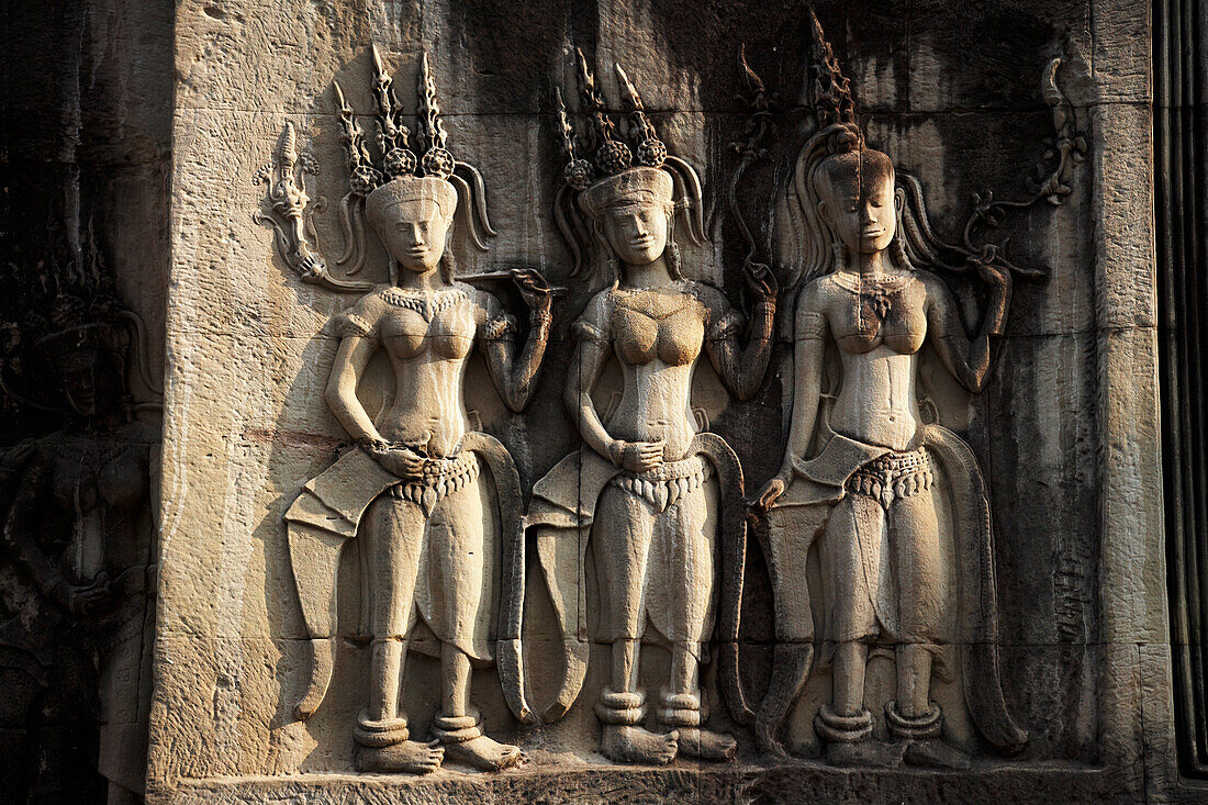 Carvings of Apsara Dancers at Angkor Wat Cambodia