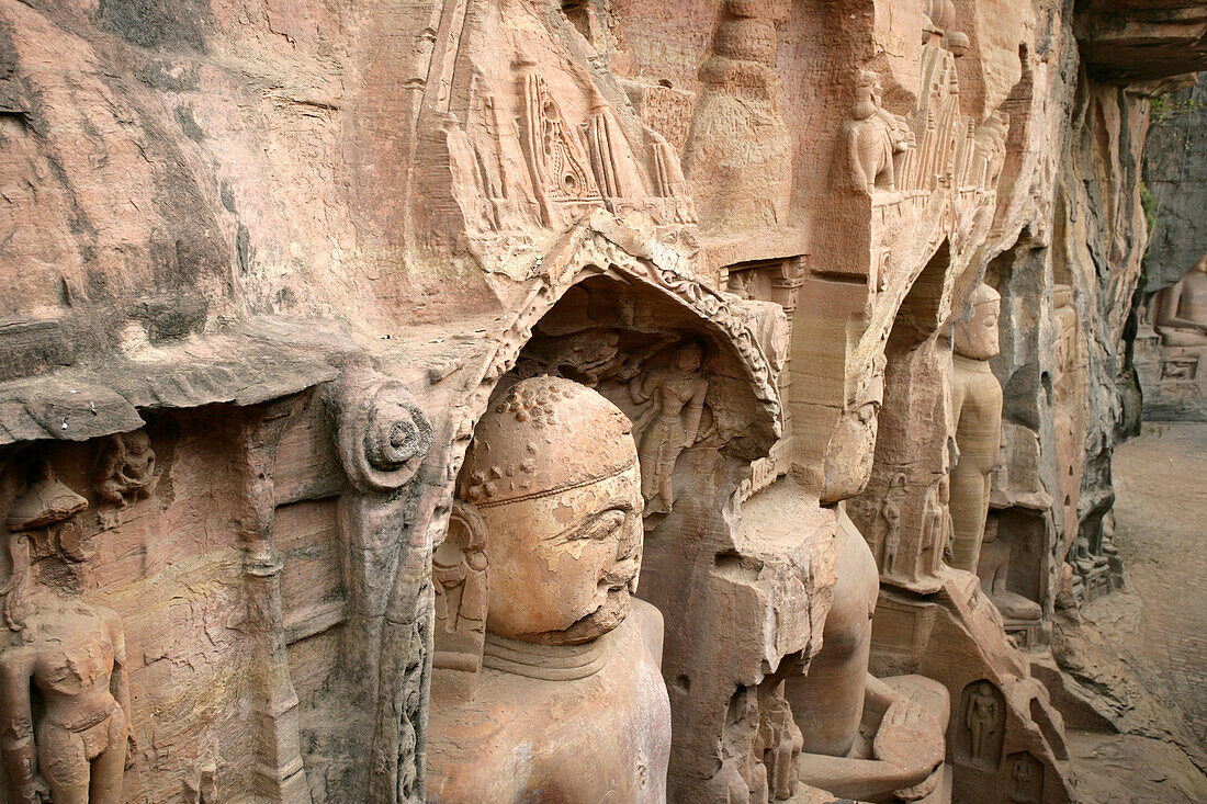 Statues Of Jain Gods Gwalior Madhya Pradesh India