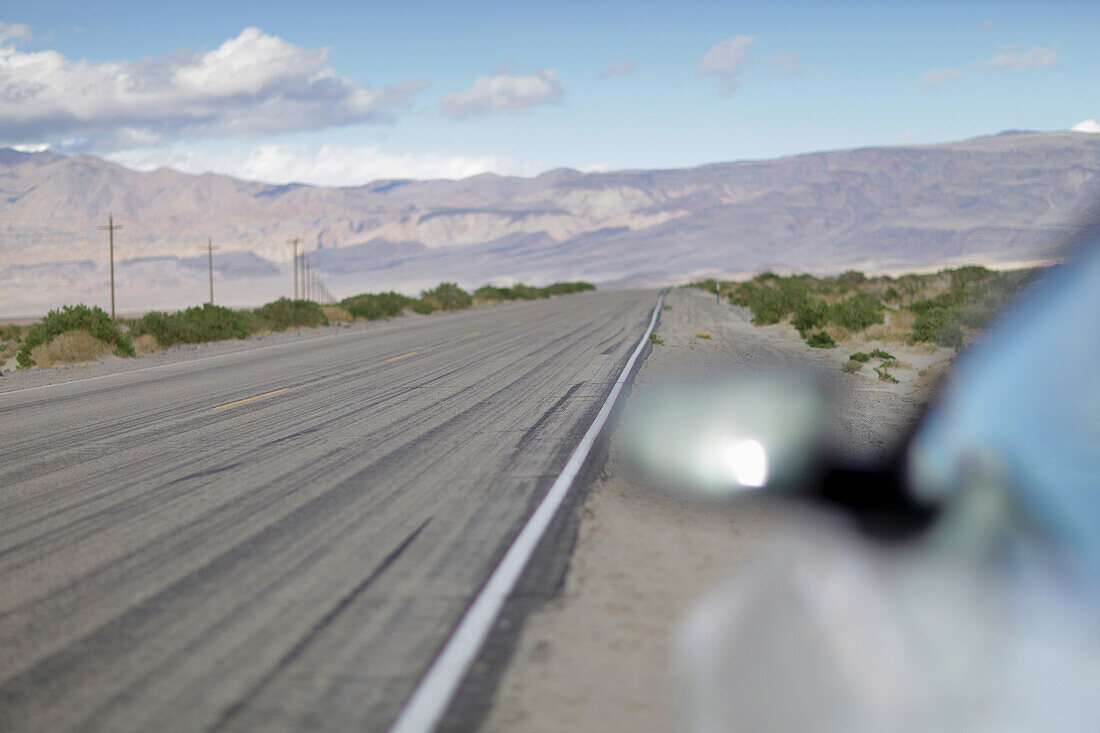 Usa, Deserted Road In Desert On Highway 190; California
