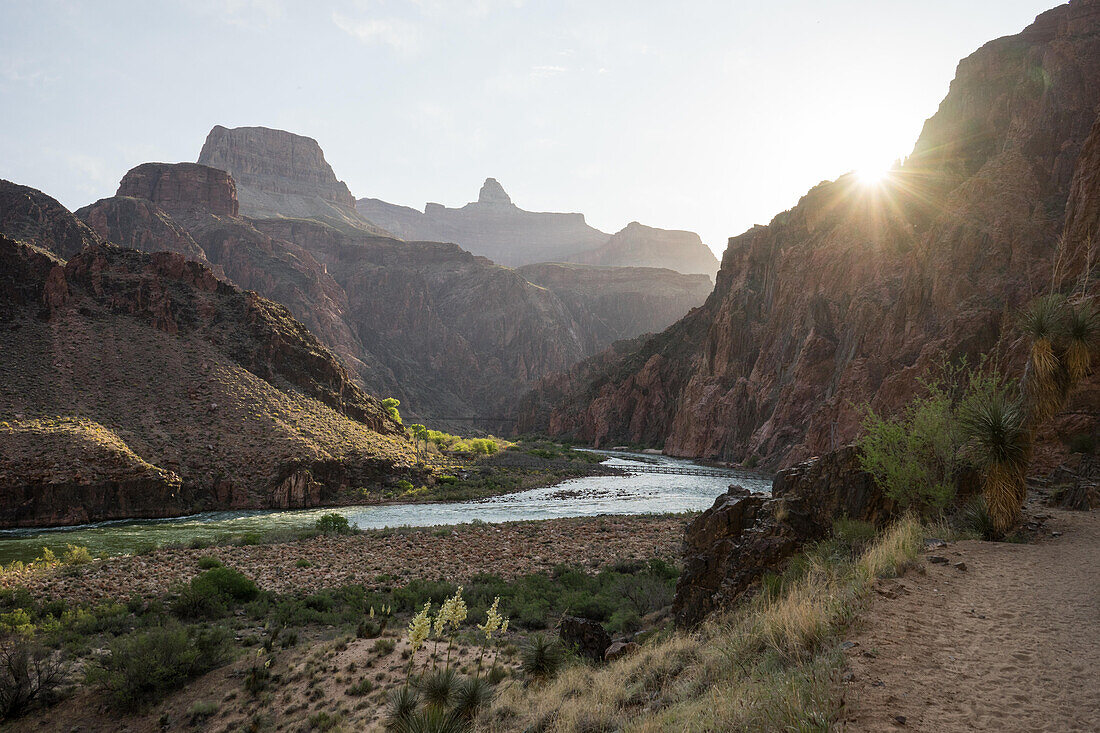 A view of The Colorado River from Bright Angel Trail.; Grand Canyon National Park, Arizona