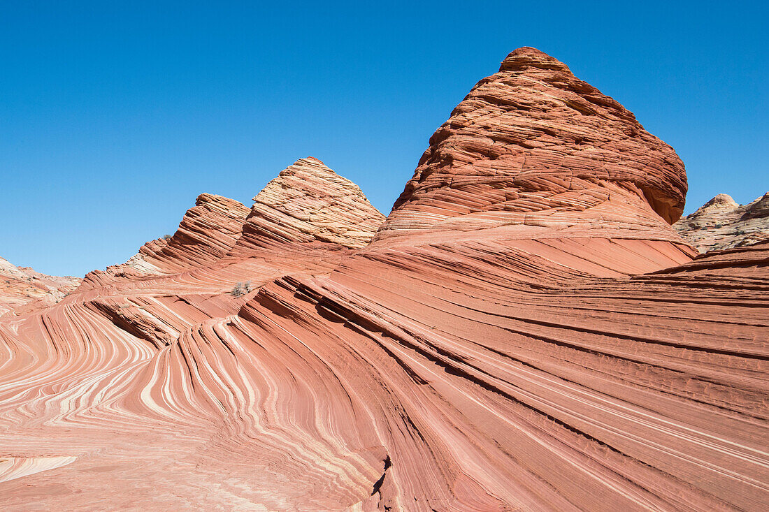 Pyramidenförmige Sandsteinformationen in Coyote Buttes North, Teil des Paria Canyon-Vermilion Cliffs Wilderness-Gebiets.