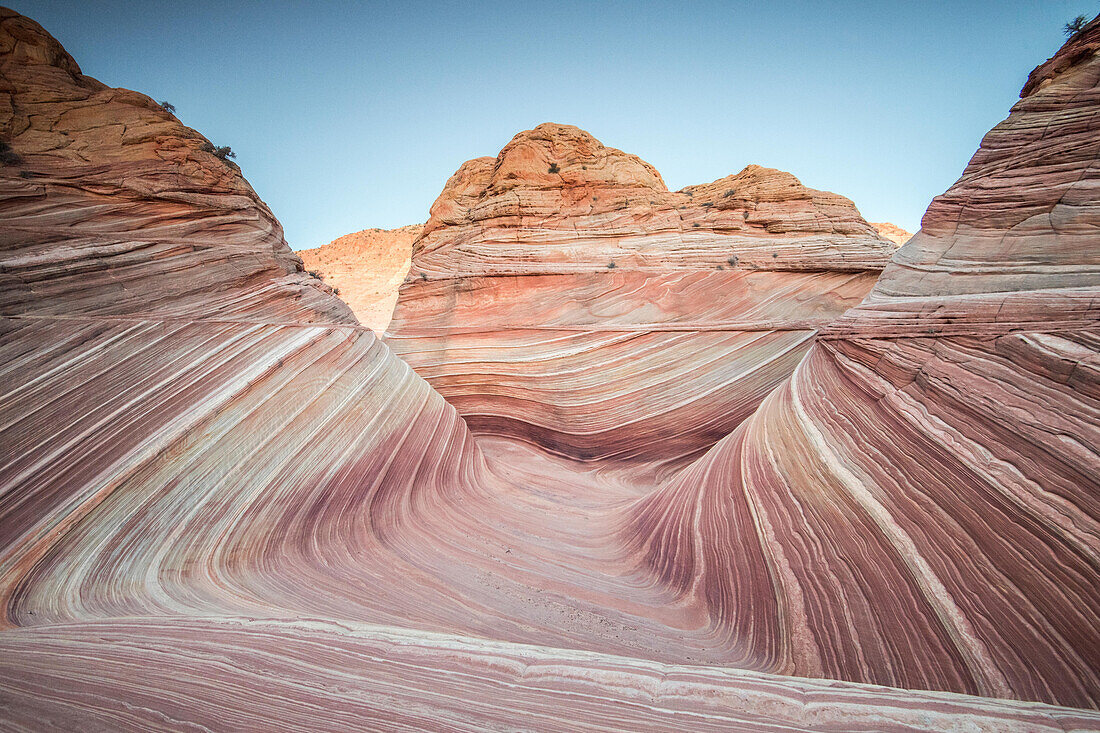 The Wave sandstone rock formation, located in Coyote Buttes North, Paria Canyon, Vermillion Cliffs Wilderness.